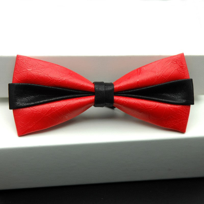 Bow Tie with Gift Box - PU Material Bow Tie - Fine Workmanship - Wedding Party Host Trendy - Red