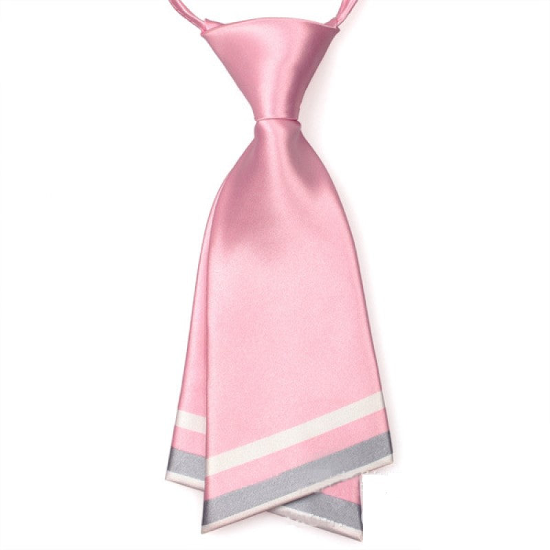 Double Layer Tie - Uniform Solid Color Tie - Dance Uniform Professional Tie - Pink