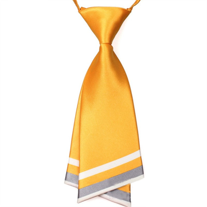 Double Layer Tie - Uniform Solid Color Tie - Dance Uniform Professional Tie - Yellow