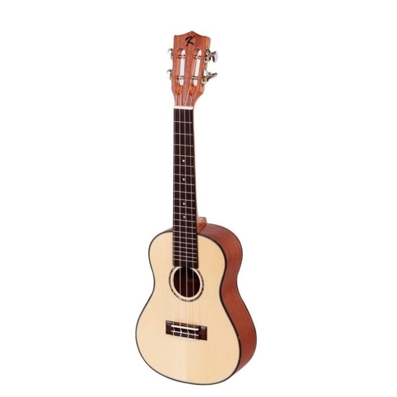 Kaka Solid Top Concert 23" Ukulele – Spruce Inlay Ukulele  - With Beginner Kit includes Cover, Picks (5 pcs), Tuner, Strap