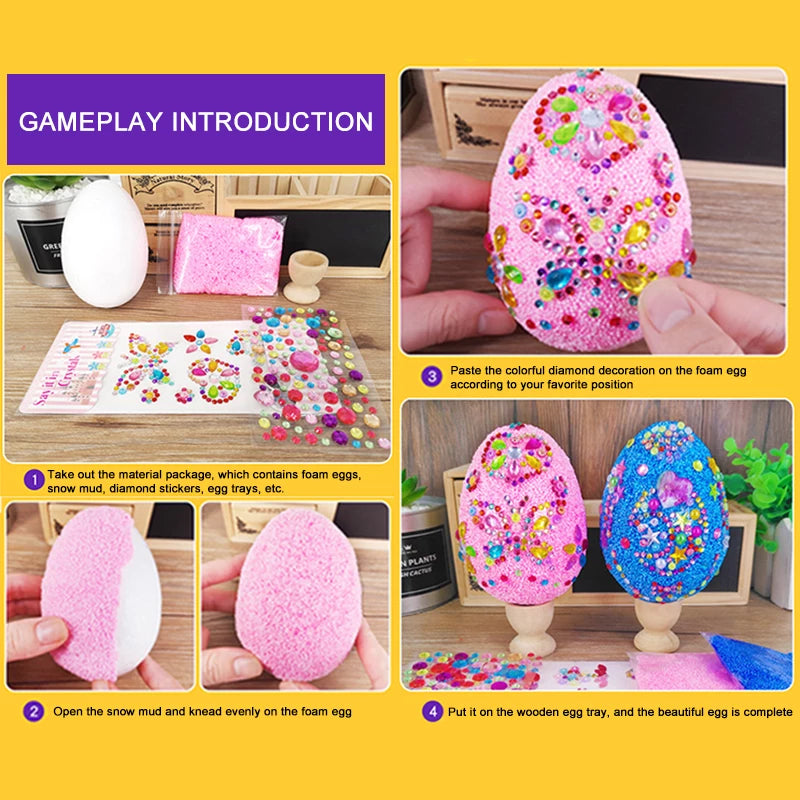 DIY Easter Egg Craft - Snow Polymer Clay Egg Diamond Puzzle Material