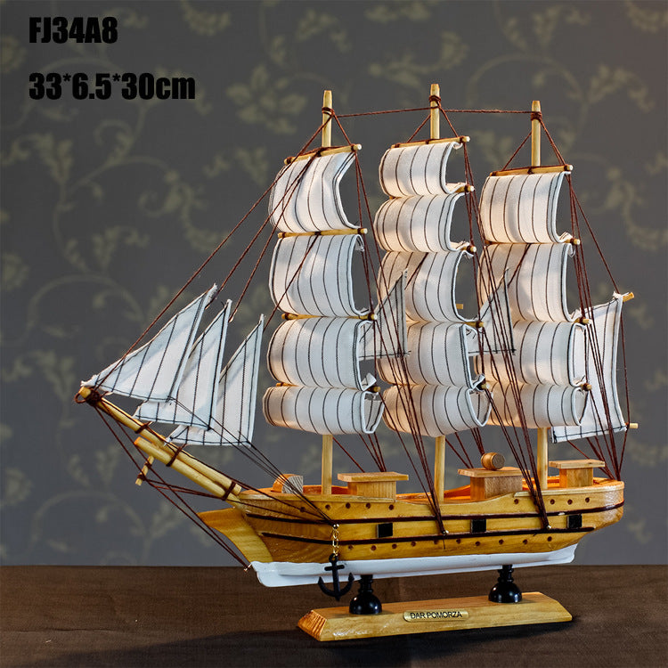 33cm Sailboat Model - Wooden Crafts - Handmade Sailboat - Home Decoration - Marine Style