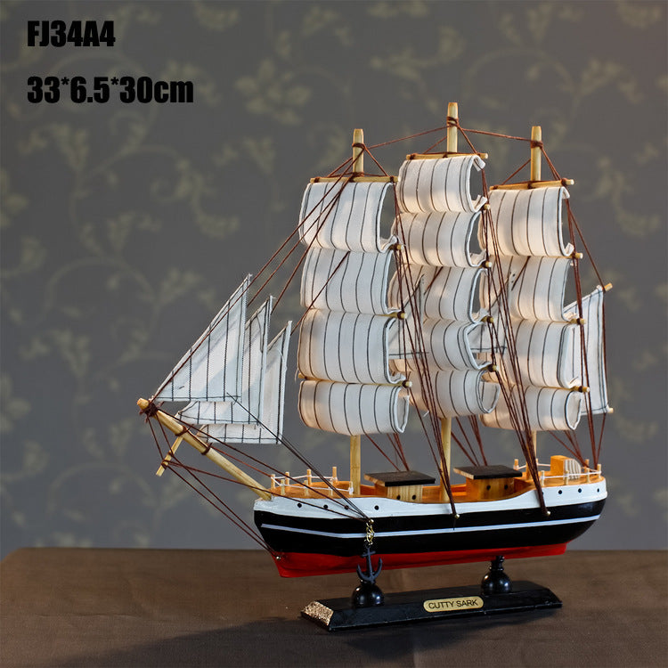 33cm Sailboat Model - Wooden Crafts - Handmade Sailboat - Home Decoration - Marine Style