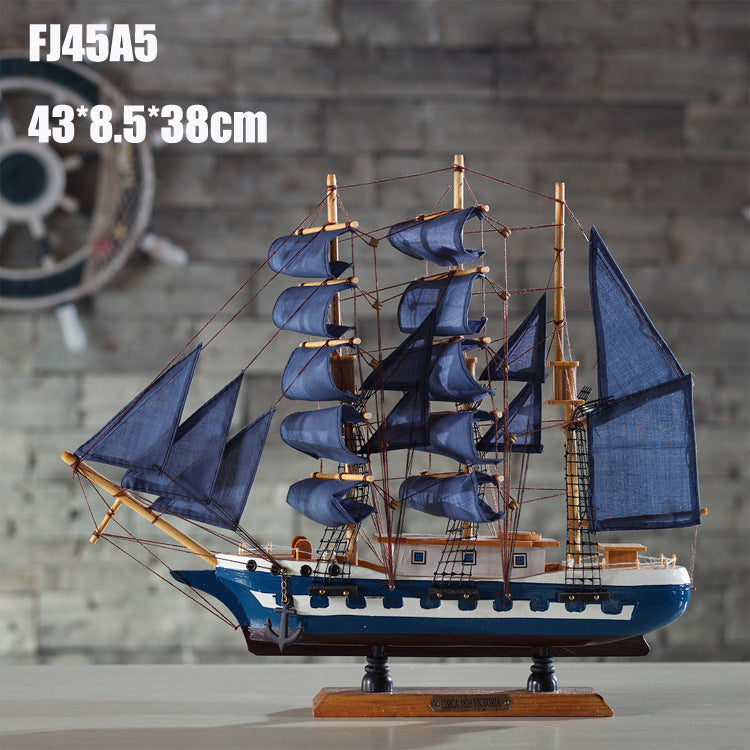 43cm Sailboat Model - Wooden Crafts - Handmade Sailboat - Home Decoration - Marine Style