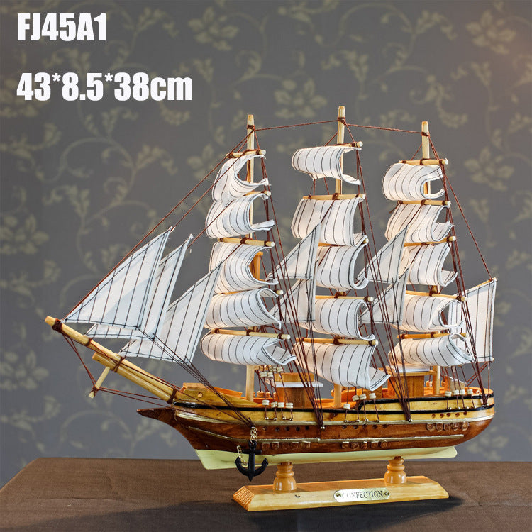 43cm Sailboat Model - Wooden Crafts - Handmade Sailboat - Home Decoration - Marine Style