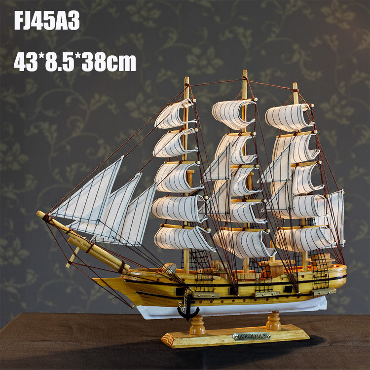 43cm Sailboat Model - Wooden Crafts - Handmade Sailboat - Home Decoration - Marine Style