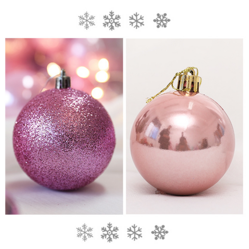Christmas Balls Ornaments - 28 Pcs Balls in PVC Bucket Wrapping for Xmas Tree Decorations - Different Shape