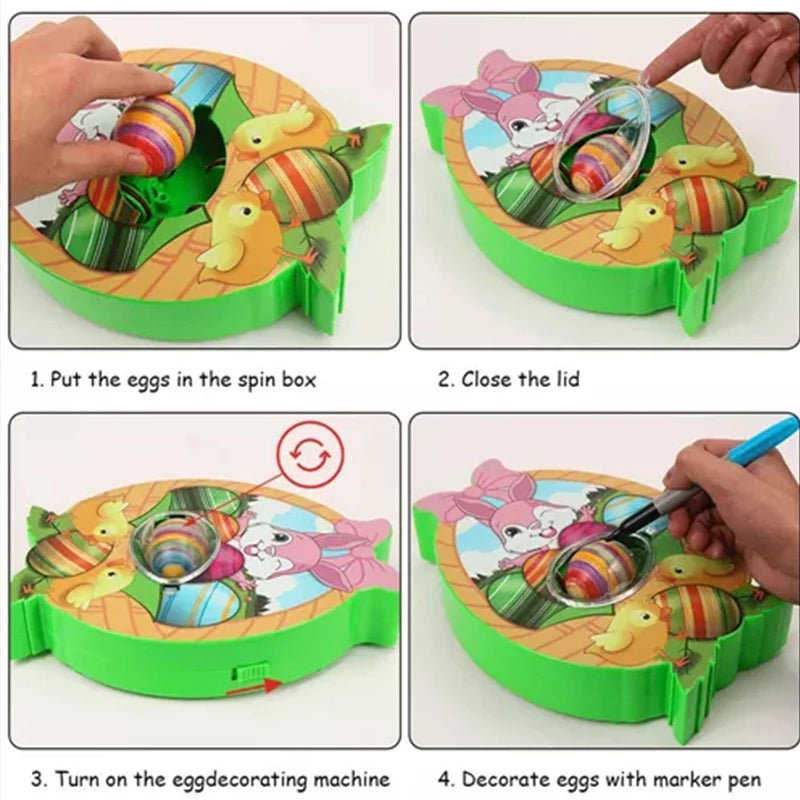 Electric Easter Toy Kit - Bunny DIY Egg Decorating Machine - Drawing On The Real Egg