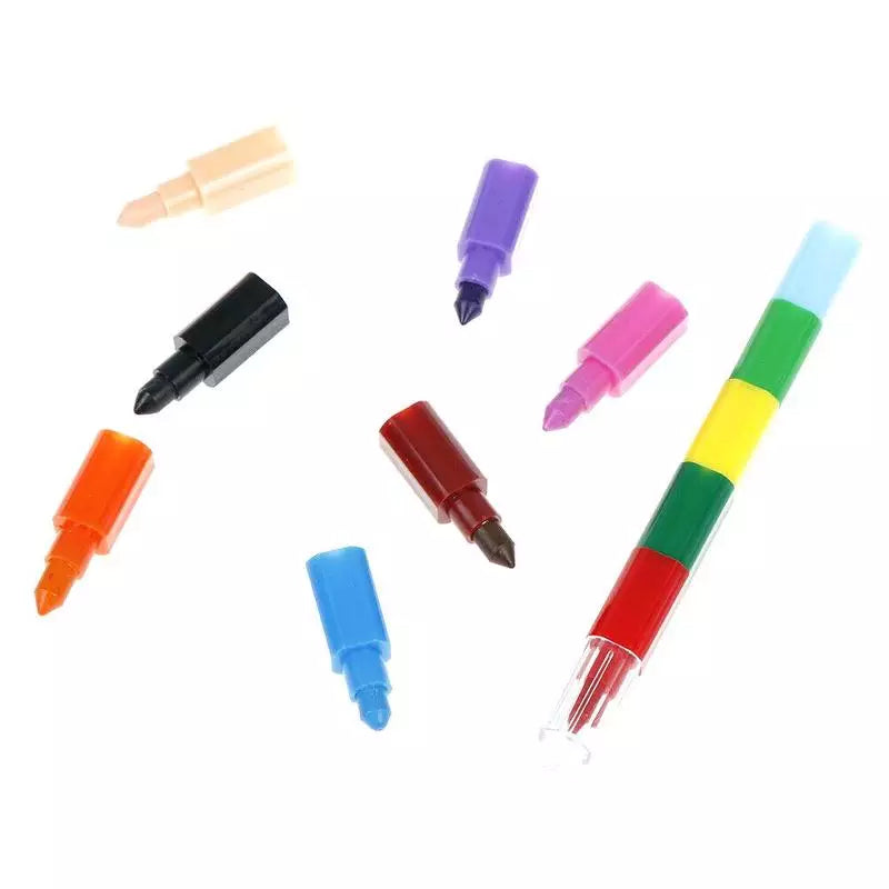 1 PC Colorful 12 Colors Oil Paint Pen - Crayons Stacker Pastel Pen - Crayons Painting Kids Pencils Art Gift For Children Drawing