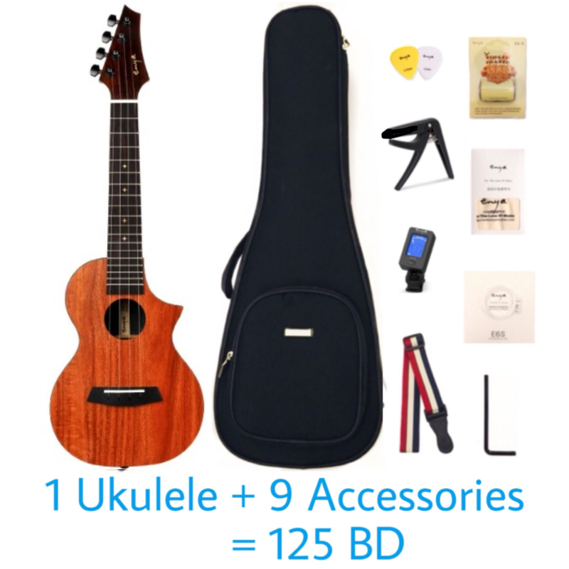 Enya X1 HPL Tenor 26" Cutaway Ukulele - KOA Travel Ukulele  - With Beginner Kit includes Cover, Picks (2 pcs), Capo, Tuner, Strap, Finger Sand Shaker, Polish Cloth,  Strings and Allen Key