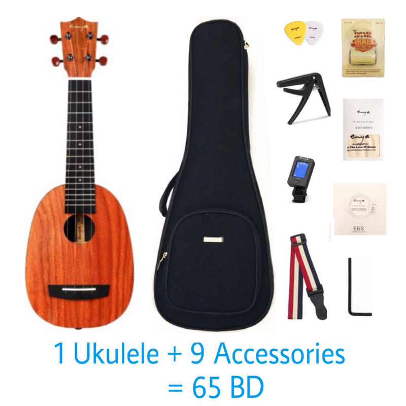 Enya X1 HPL Soprano 21" Pineapple Ukulele - KOA Travel Ukulele  - With Beginner Kit includes Cover, Picks (2 pcs), Capo, Tuner, Strap, Finger Sand Shaker, Polish Cloth,  Strings and Allen Key