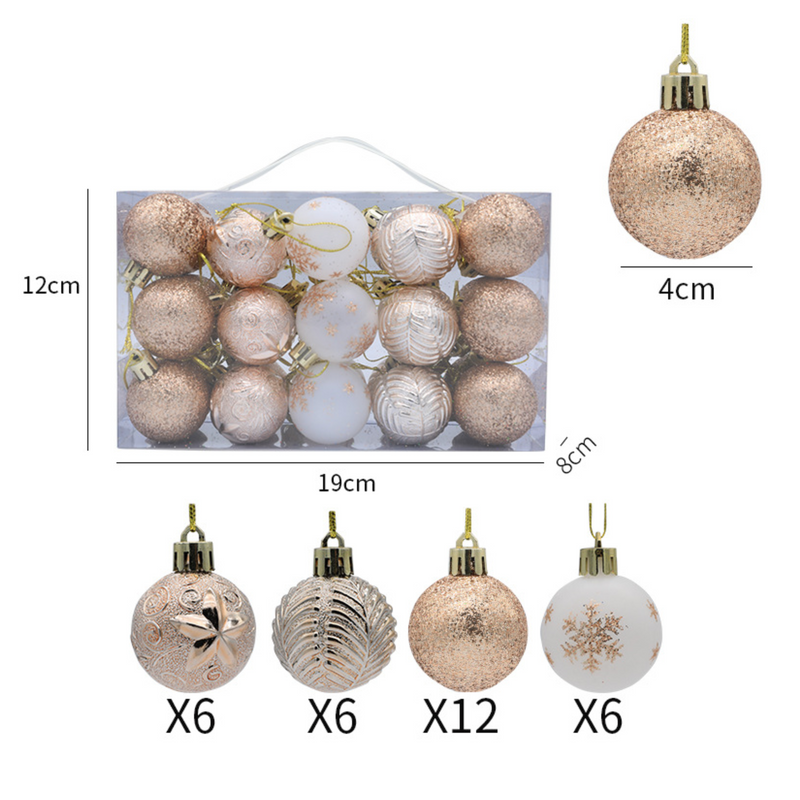 Christmas Balls Ornaments - 30 Pcs Balls in PVC Bucket Wrapping for Xmas Tree Decorations - 30 mm - Champagne Gold
