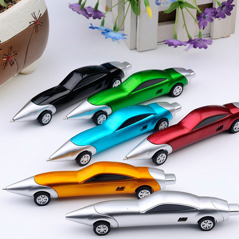 Funny Novelty Design Cartoon Car Shape Pen - Metallic Blue Ballpoint Pen - Toy Gifts School Supplies