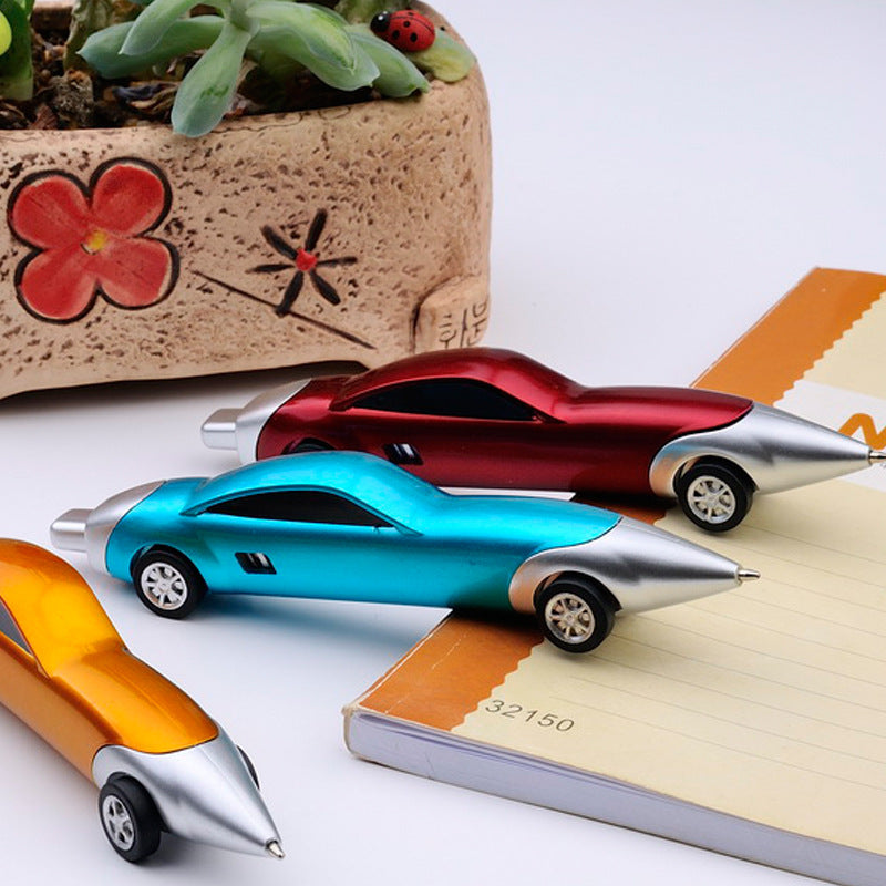 Funny Novelty Design Cartoon Car Shape Pen - Metallic Blue Ballpoint Pen - Toy Gifts School Supplies