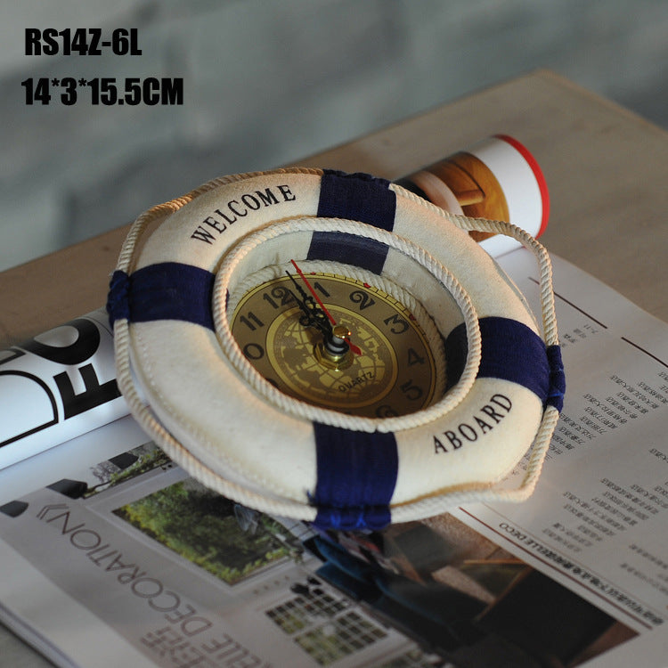 14cm Lifebuoy Wall Clock - Craft Clock Wall Clock - Mediterranean Style Creative Clock