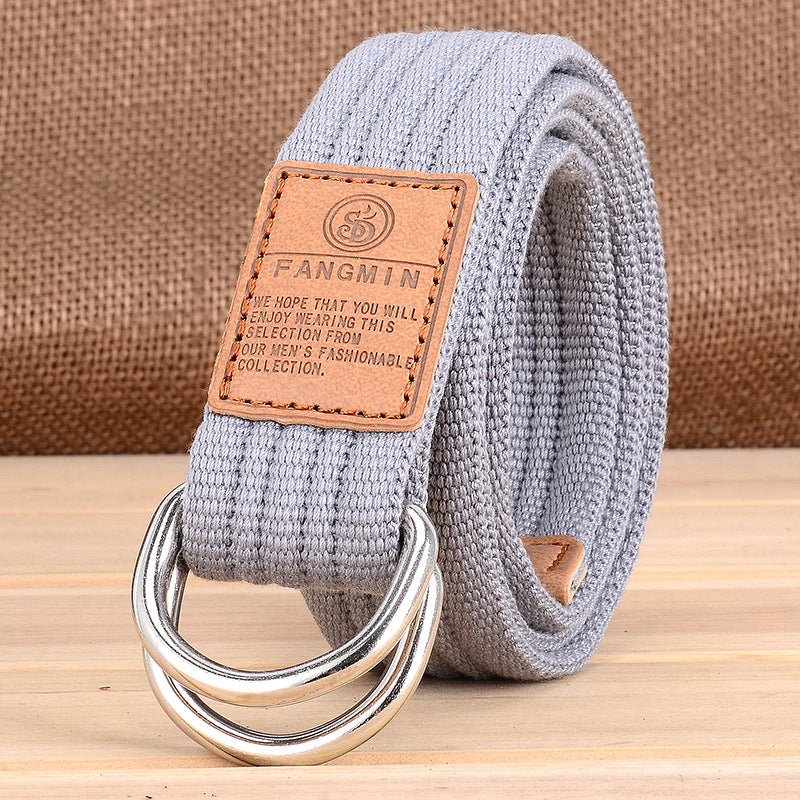 Canvas Belt - Casual Business Jeans Double Buckle Belt - Outdoor Woven - Blue