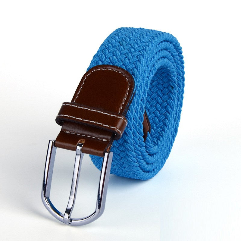 Stretch Woven Canvas Belt - Casual Pin Buckle Elastic Belt - Blue