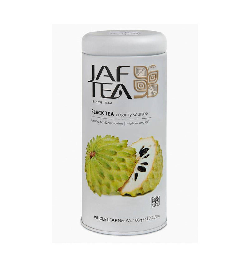 JAF TEA - Creamy Soursop - Whole Leaf Flavoured Black Tea - 100g Metal Tin