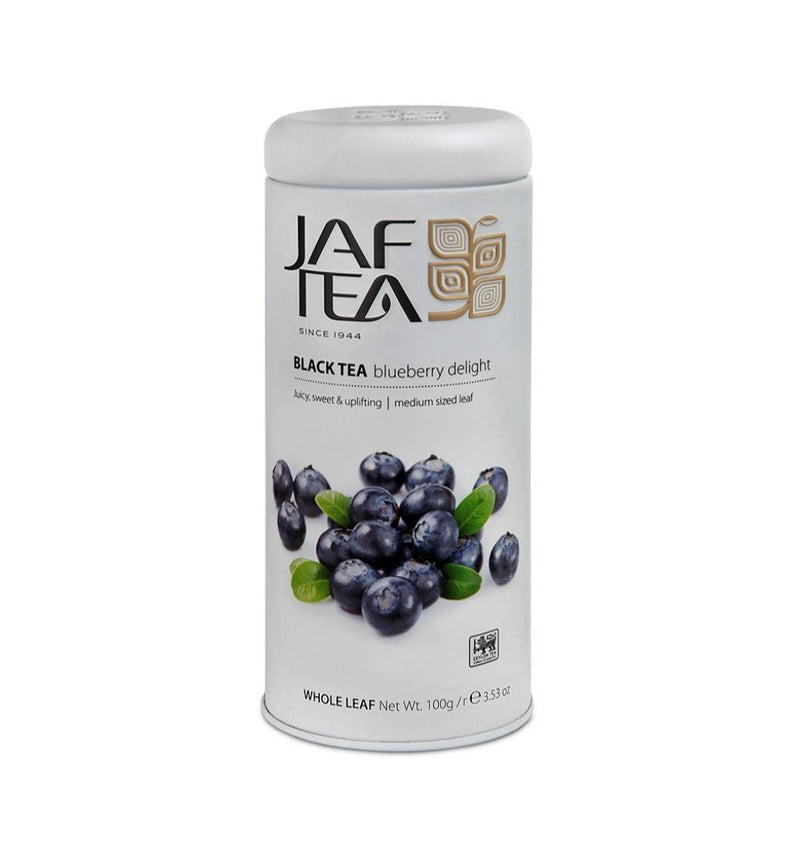 JAF TEA - Blueberry Delight - Whole Leaf Flavoured Black Tea - 100g Metal Tin