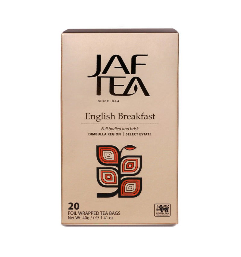 JAF TEA - Tea Bag - English Breakfast - Individually Wrapped Foil Envelope Tea Bags 20×2g