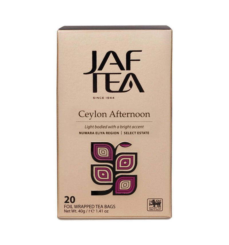 JAF TEA - Tea Bag - Ceylon Afternoon - Individually Wrapped Foil Envelope Tea Bags 20×2g