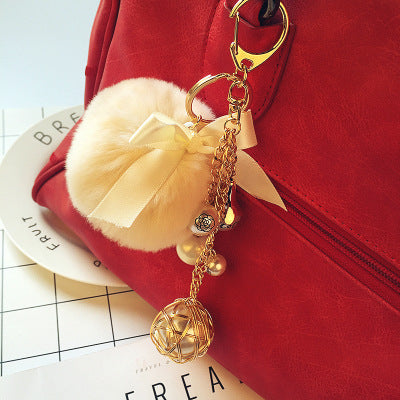 New Rabbit Fur Car Plush Ornament - Ladies Keychain Bag Pendant - Tassel Fur Ball Gift