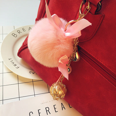 New Rabbit Fur Car Plush Ornament - Ladies Keychain Bag Pendant - Tassel Fur Ball Gift