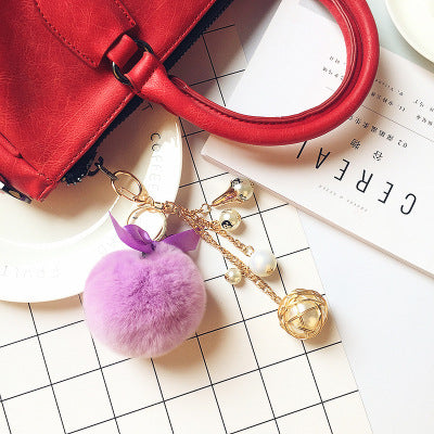 New Rabbit Fur Car Plush Ornament - Ladies Keychain Bag Pendant - Tassel Fur Ball Gift