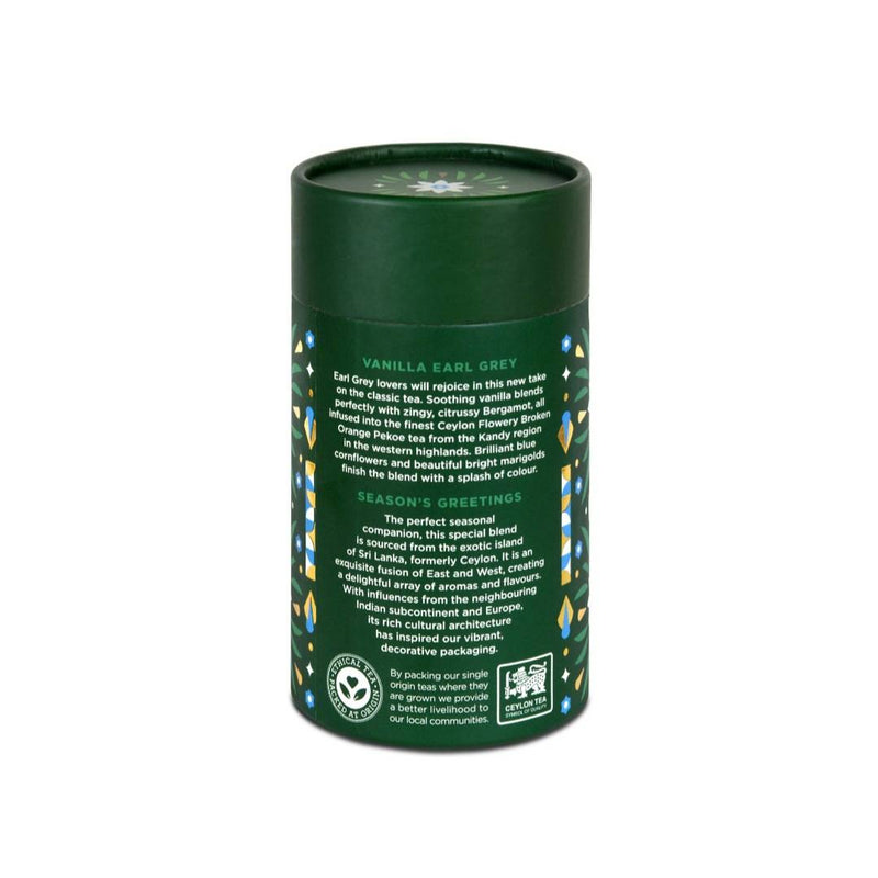 JAF TEA - Seasons Greetings - Vanilla Earl Grey - Flavoured Whole Leaf Black Tea - 50g Paper Canister