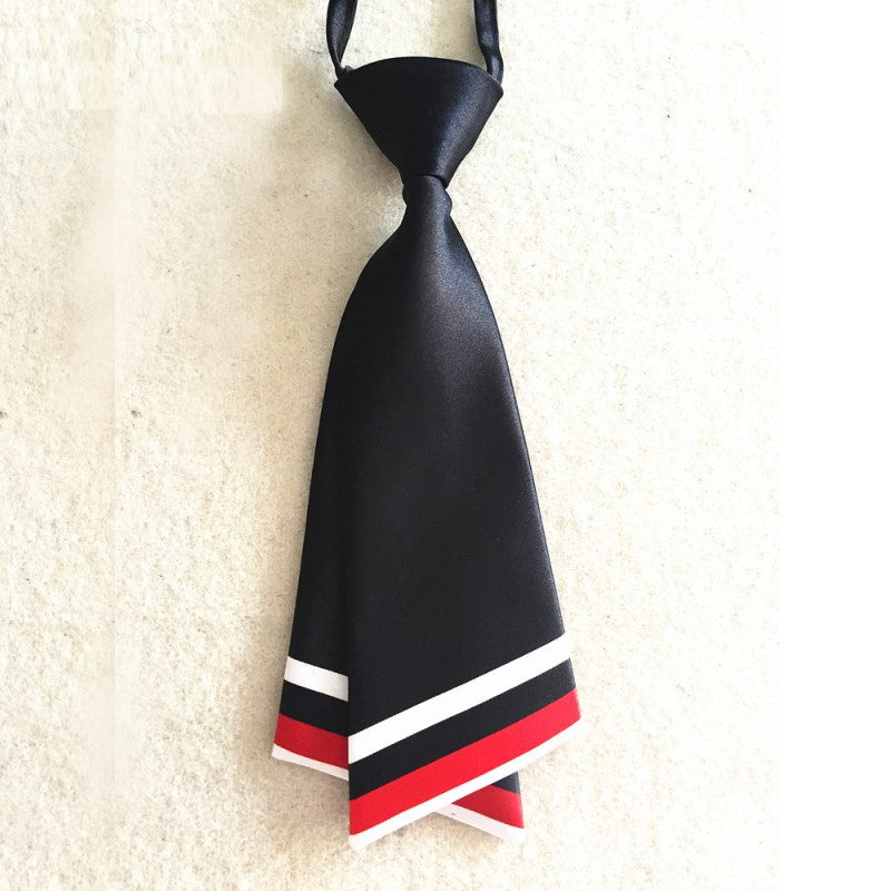 Double Layer Tie - Casual Arrow - Uniform Solid Color Tie - Black