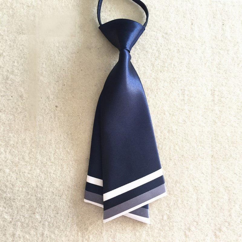 Double Layer Tie - Uniform Solid Color Tie - Dance Uniform Professional Tie - Dark Blue