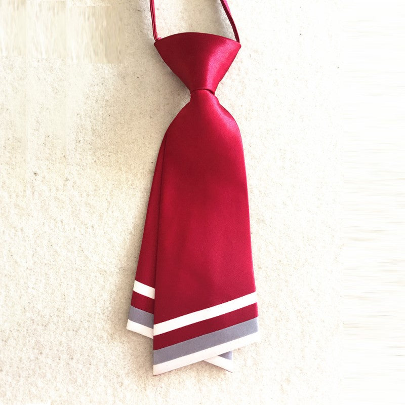 Double Layer Tie - Casual Arrow - Uniform Solid Color Tie - Wine Red