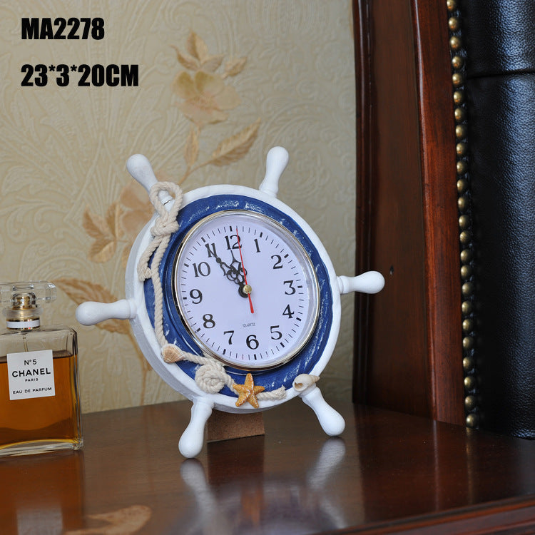 Helmsman Clock Shape - Mediterranean Style - Wooden Home Decoration