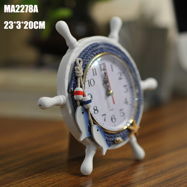 Helmsman Clock Shape - Mediterranean Style - Wooden Home Decoration