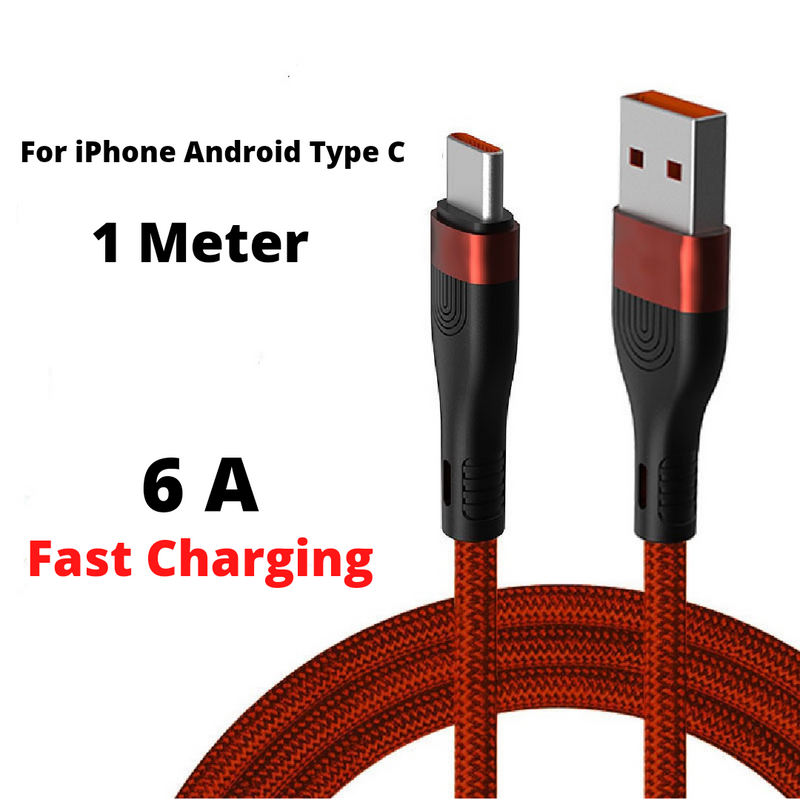 6A 66W Mobile Phone Charging USB Data Cables for iphone Android Type C -  Nylon Braided Fast Charging Mobile Phone Data Cable