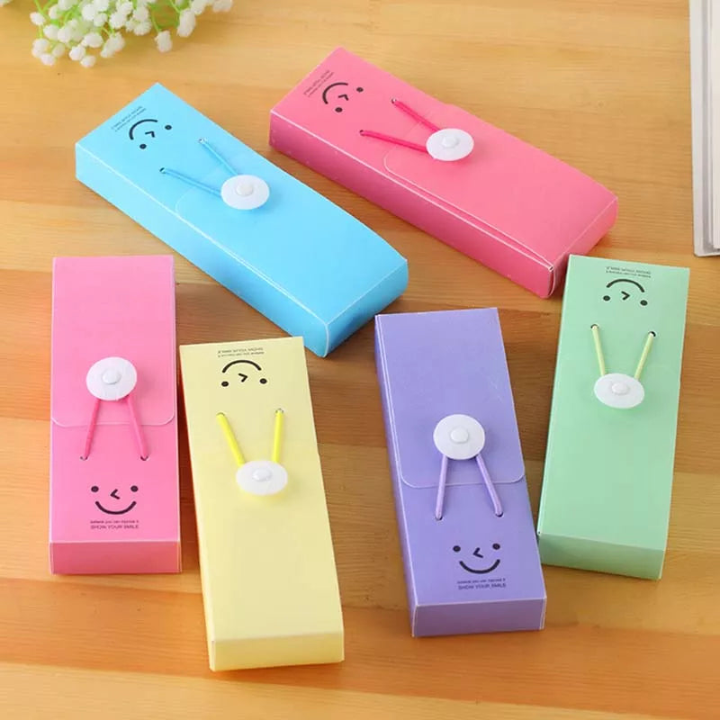 1 PC Smile Push Cover Pencil Case - Candy Color PVC Pencil Case - Students Pencil Box Promotional School Stationery Mini Portable Box