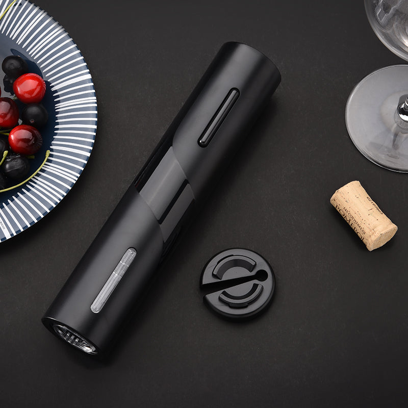 Electric Wine Opener Makes Opening Bottles Fast - Foolproof - And Fun! Black - Battery-Operated 4-Piece Corkscrew Set Comes With A Foil Cutter - Pourer - And Vacuum Stopper