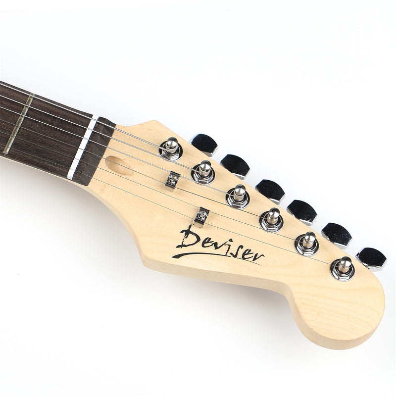 Deviser Electric Guitar - Black - Basswood - With Beginner Kit Includes Cover, Picks (5 pcs), Tuner, Strap, Electric Guitar Cable