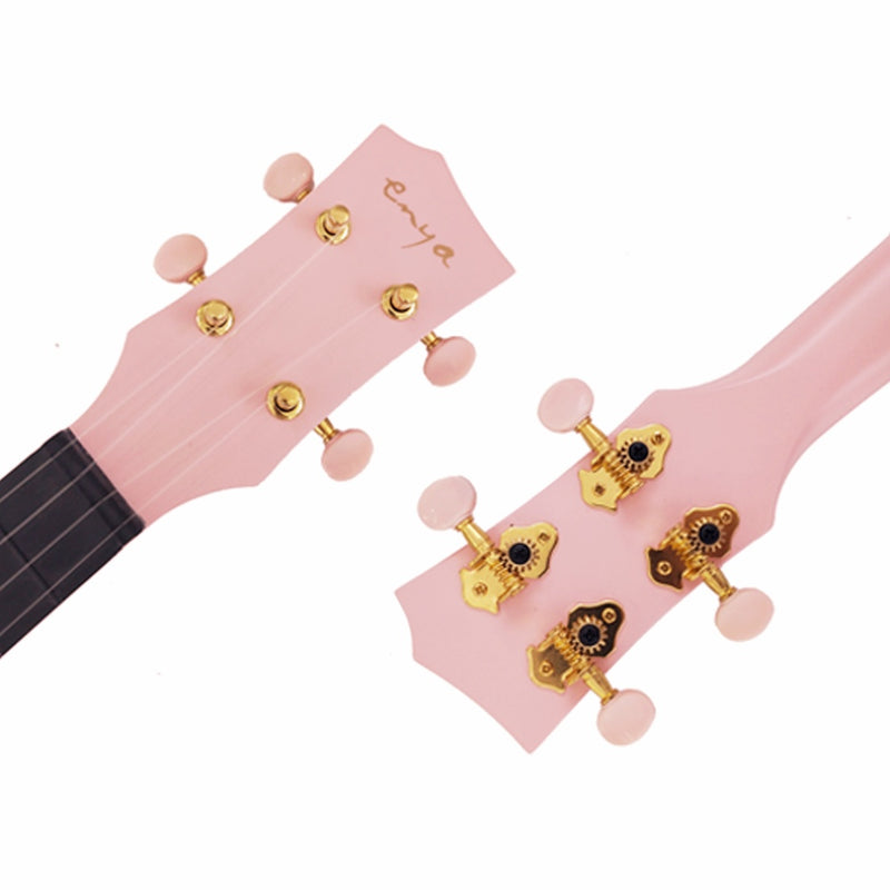 Enya NOVA U Concert 23” Ukulele - Pink - Carbon Fiber Travel Ukulele  - With Beginner Kit includes Case, Picks (2 pcs), Strap, Strings, Capo and Polish Cloth