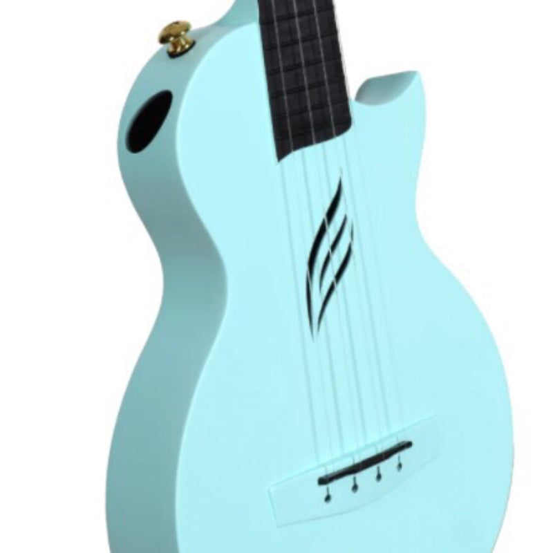 Enya NOVA U Concert 23” Ukulele - Blue - Carbon Fiber Travel Ukulele  - With Beginner Kit includes Case, Picks (2 pcs), Strap, Strings, Capo and Polish Cloth