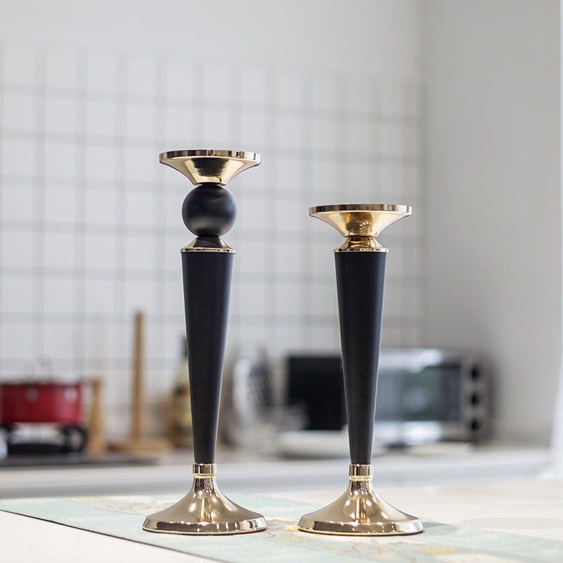 Cone Candle Holder - Black And Gold - Decoration for Wedding Dining Table and Festival ( One Piece )