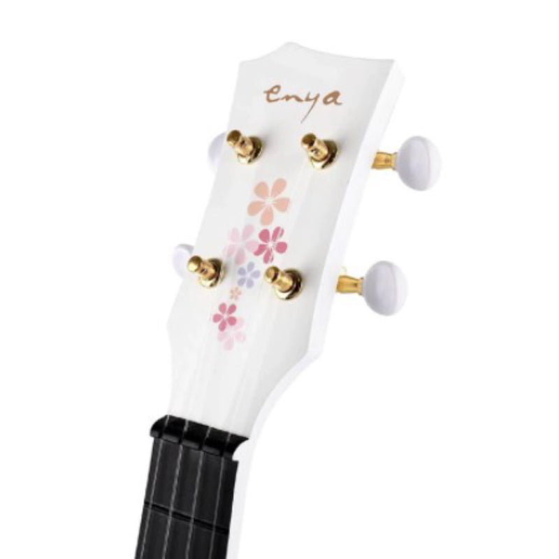 Enya NOVA U Concert 23” Ukulele - Flower - Carbon Fiber Travel Ukulele  - With Beginner Kit includes Case, Picks (2 pcs), Strap, Strings, Capo and Polish Cloth