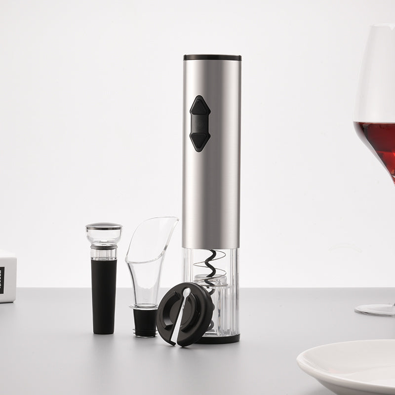 Electric Wine Set - Include Electric Wine Opener - Pourer - Vacuum Stopper - Foil Cutter - Electric Wine Opener is Stainless Steel