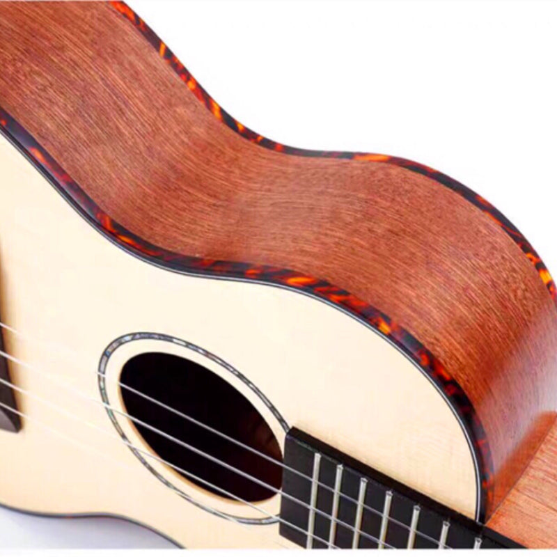 Kaka Solid Top Tenor 26" Ukulele – Spruce Inlay Ukulele  - With Beginner Kit includes Cover, Picks (5 pcs), Tuner, Strap