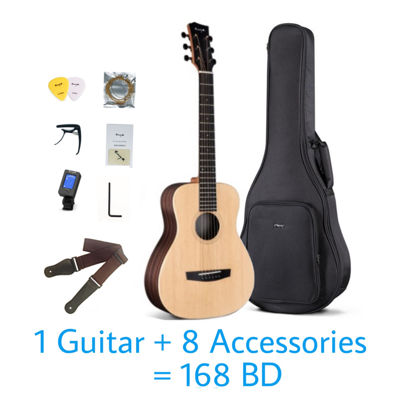 Enya X1 Pro Acoustic Guitar 41" - Solid Spruce Top - With Beginner Kit Includes Cover, Picks (2 pcs), Tuner,  Capo, Strap, String, Polish Cloth, Allen Key