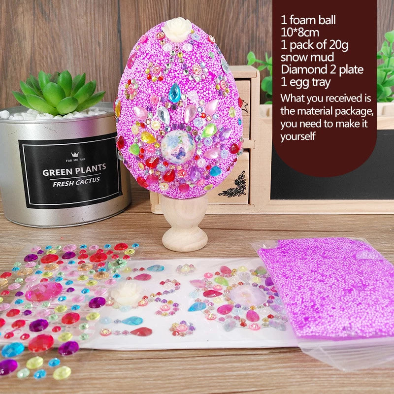 DIY Easter Egg Craft - Snow Polymer Clay Egg Diamond Puzzle Material