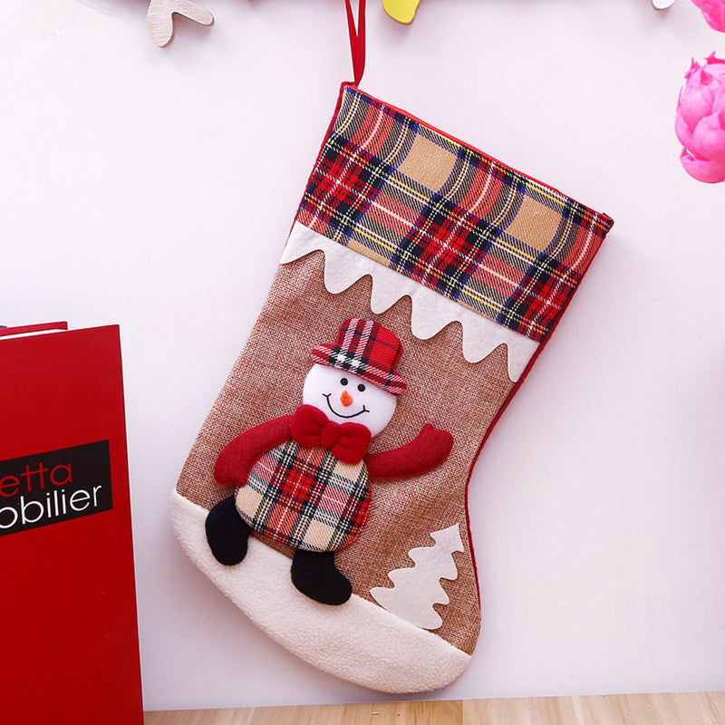 Christmas Socks - Linen - Stocking Christmas Tree Ornaments Decoration - Gift Card Bags Holders - Holiday Party Decoration