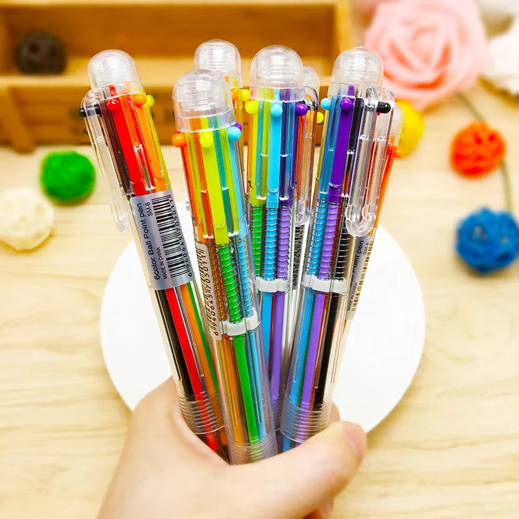 6 In 1 Multiple Ballpoint Pen - Push Type - School Supplies Gifts