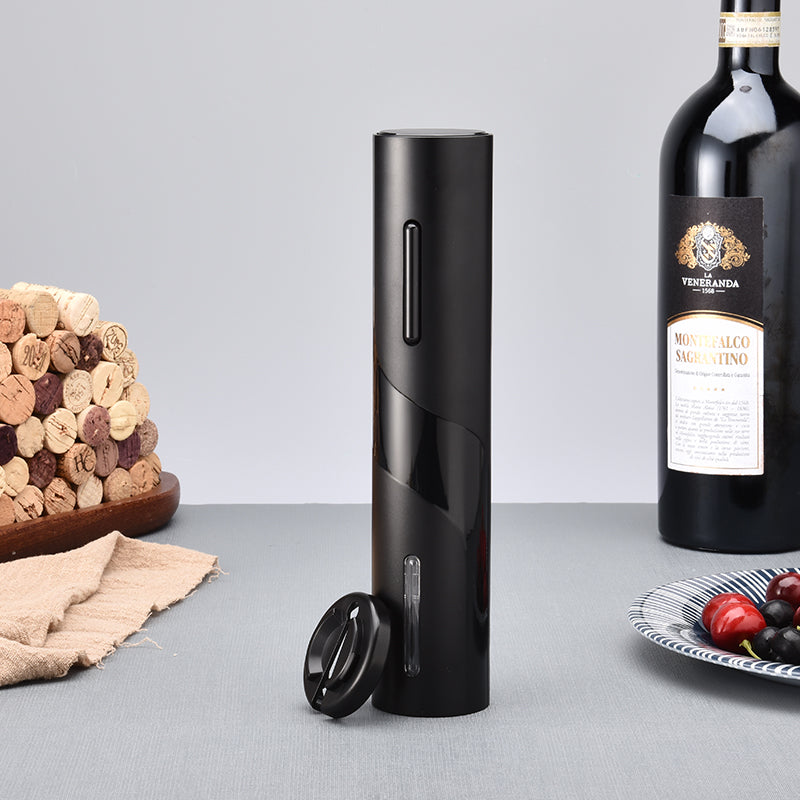 Electric Wine Opener Makes Opening Bottles Fast - Foolproof - And Fun! Black - Battery-Operated 4-Piece Corkscrew Set Comes With A Foil Cutter - Pourer - And Vacuum Stopper