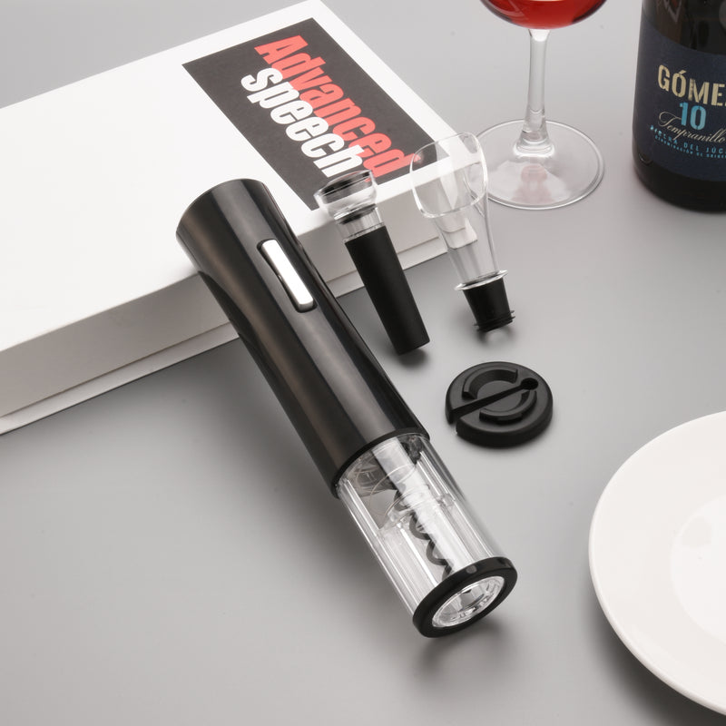 Electric Wine Opener Makes Opening Bottles Fast - Battery-Operated 4-Piece Corkscrew Set Comes With A Foil Cutter - Pourer - Vacuum Wine Stopper